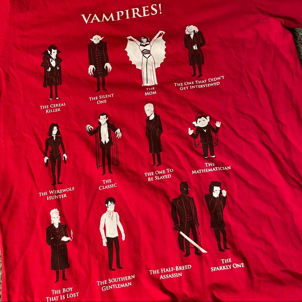 Vampires!!!!  All types! Red tshirt!!